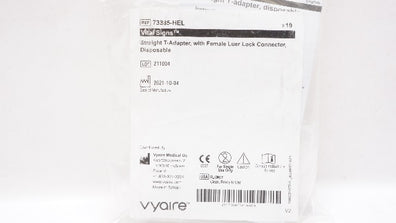 Vyaire 73385-HEL Vital Signs Straight T-Adapter Disposable - Pack of 10
